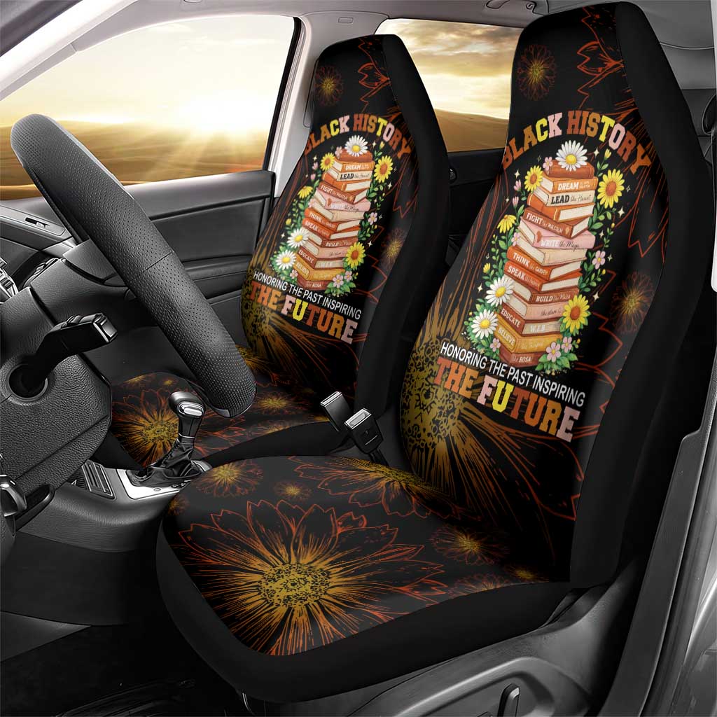 Black History Month Black African American Teachers Car Seat Cover Afrocentric Floral Art with Motivational Typography