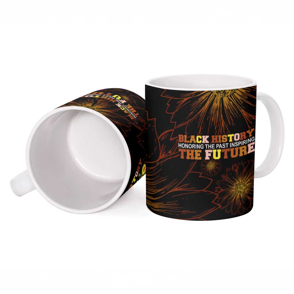 Black History Month Black African American Teachers Ceramic Mug Afrocentric Floral Art with Motivational Typography