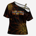 Black History Month Black African American Teachers Cross Shoulder Shirt Afrocentric Floral Art with Motivational Typography
