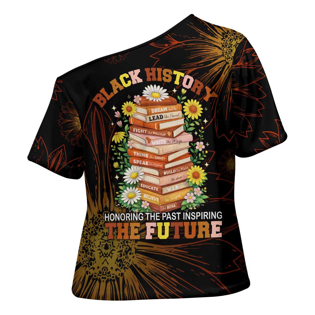 Black History Month Black African American Teachers Cross Shoulder Shirt Afrocentric Floral Art with Motivational Typography