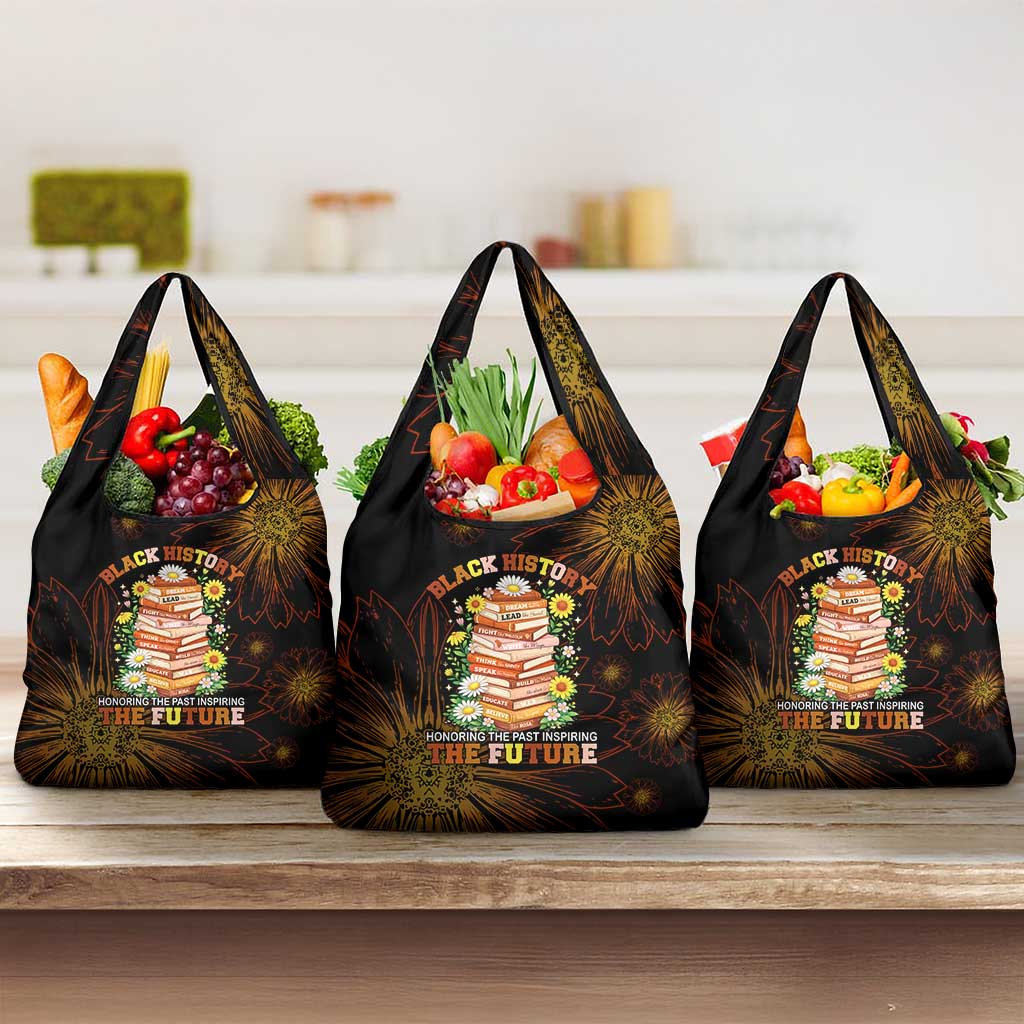 Black History Month Black African American Teachers Grocery Bag Afrocentric Floral Art with Motivational Typography