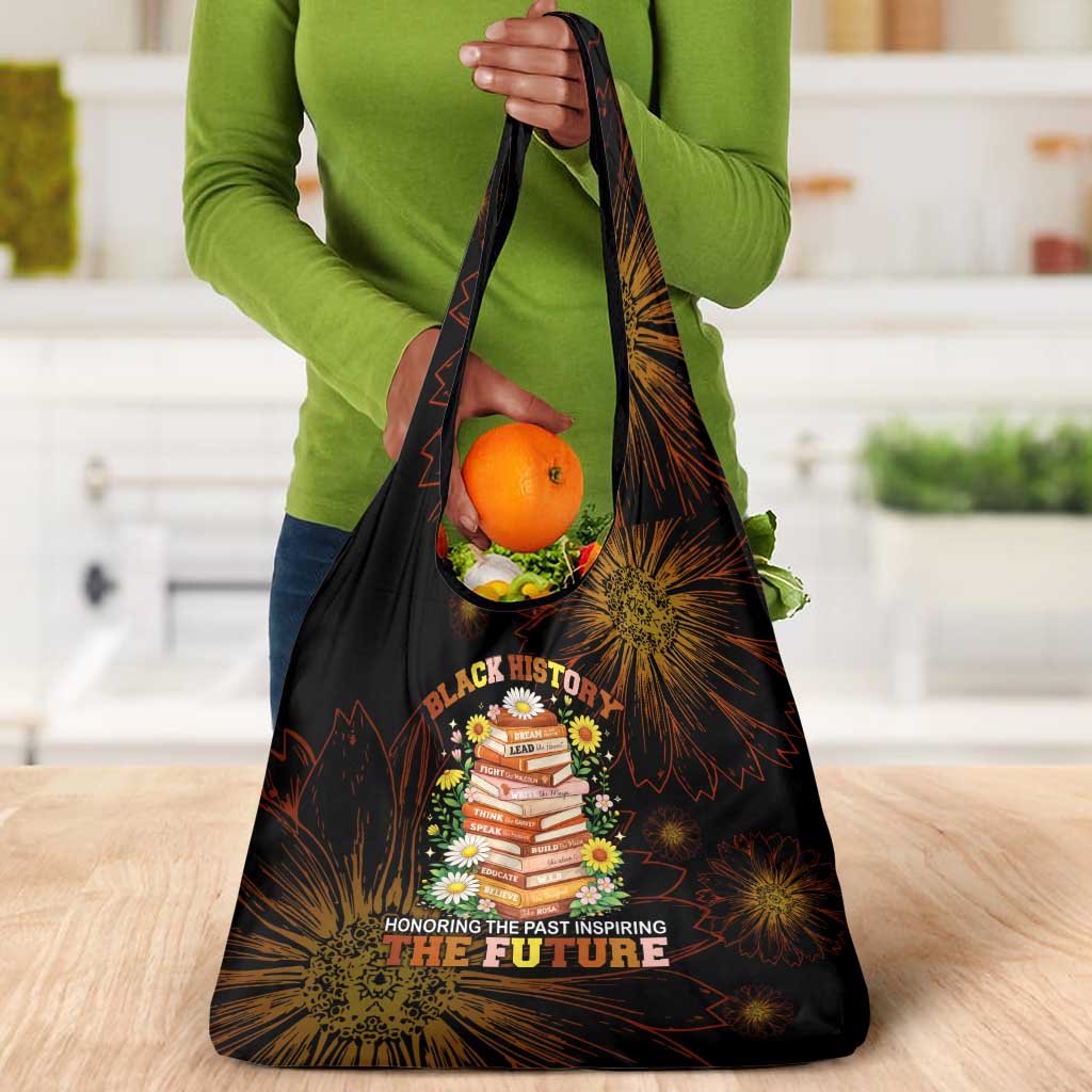 Black History Month Black African American Teachers Grocery Bag Afrocentric Floral Art with Motivational Typography