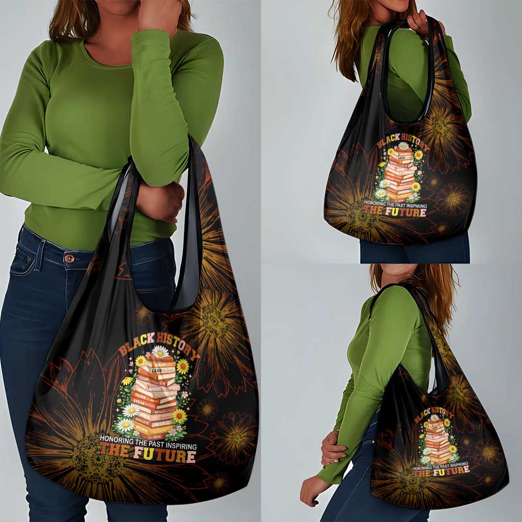 Black History Month Black African American Teachers Grocery Bag Afrocentric Floral Art with Motivational Typography