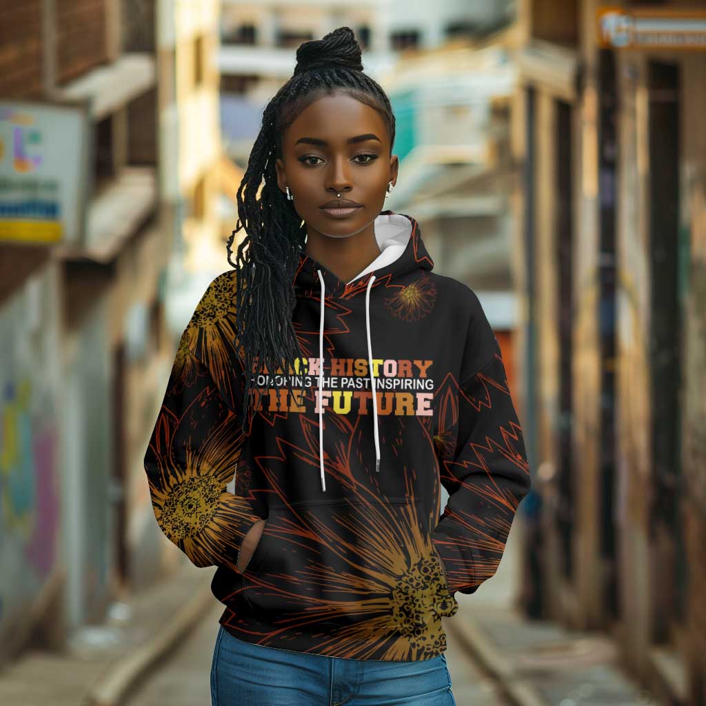 Black History Month Black African American Teachers Hoodie Afrocentric Floral Art with Motivational Typography