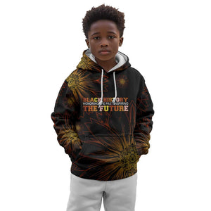 Black History Month Black African American Teachers Kid Hoodie Afrocentric Floral Art with Motivational Typography