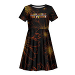 Black History Month Black African American Teachers Kid Short Sleeve Dress Afrocentric Floral Art with Motivational Typography