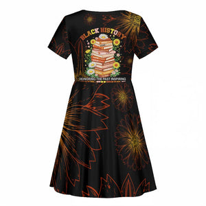 Black History Month Black African American Teachers Kid Short Sleeve Dress Afrocentric Floral Art with Motivational Typography