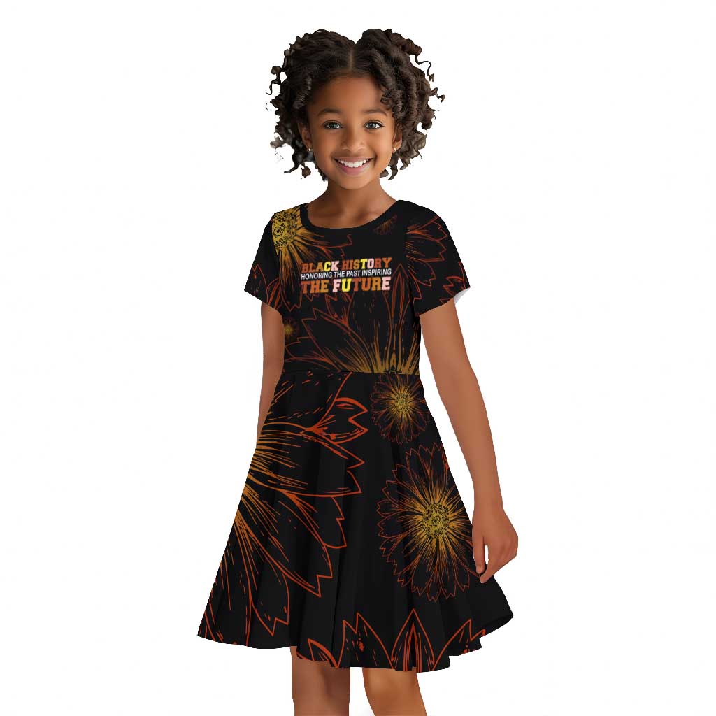 Black History Month Black African American Teachers Kid Short Sleeve Dress Afrocentric Floral Art with Motivational Typography