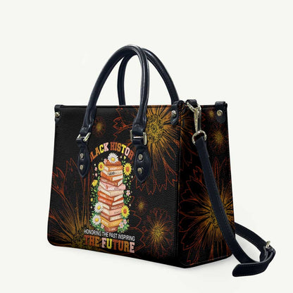 Black History Month Black African American Teachers Leather Bag Afrocentric Floral Art with Motivational Typography