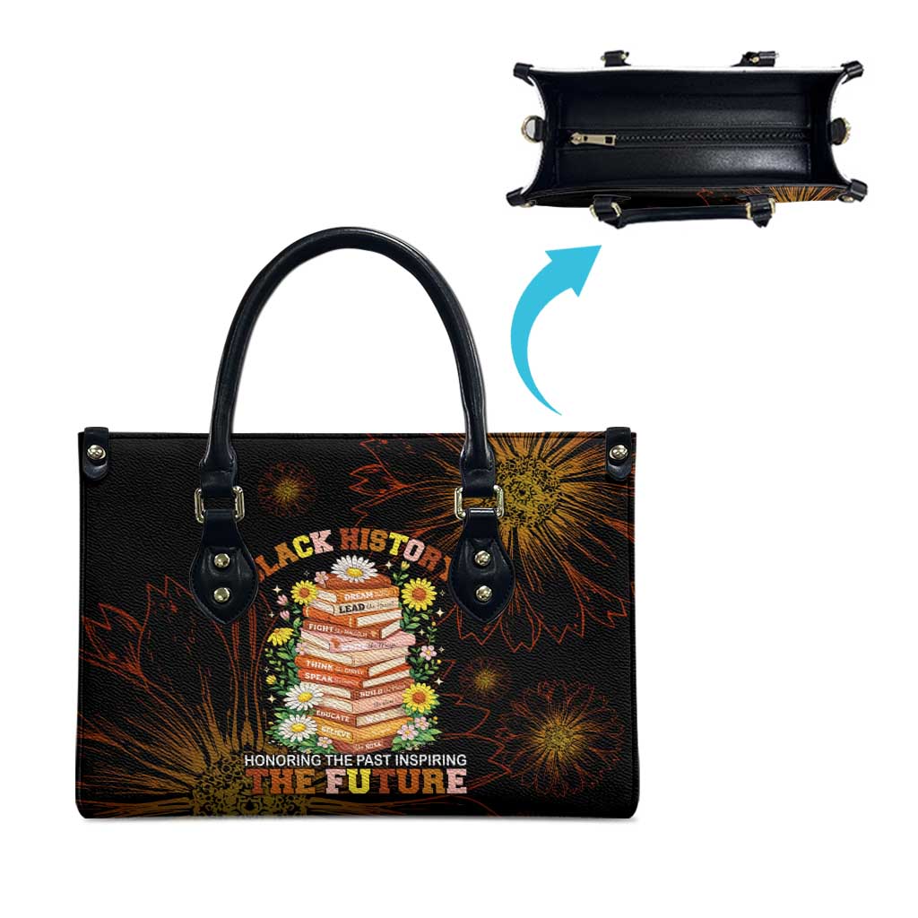 Black History Month Black African American Teachers Leather Bag Afrocentric Floral Art with Motivational Typography