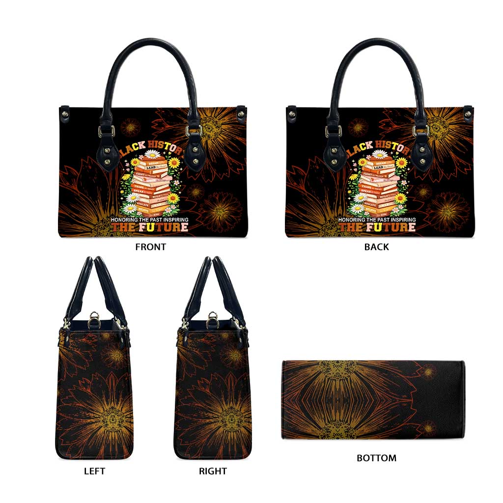 Black History Month Black African American Teachers Leather Bag Afrocentric Floral Art with Motivational Typography