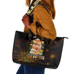Black History Month Black African American Teachers Leather Tote Bag Afrocentric Floral Art with Motivational Typography