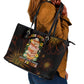 Black History Month Black African American Teachers Leather Tote Bag Afrocentric Floral Art with Motivational Typography