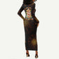 Black History Month Black African American Teachers Long Sleeve Bodycon Dress Afrocentric Floral Art with Motivational Typography