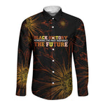 Black History Month Black African American Teachers Long Sleeve Button Shirt Afrocentric Floral Art with Motivational Typography