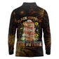 Black History Month Black African American Teachers Long Sleeve Polo Shirt Afrocentric Floral Art with Motivational Typography
