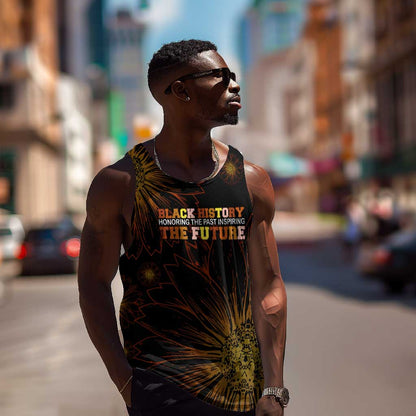 Black History Month Black African American Teachers Men Tank Top Afrocentric Floral Art with Motivational Typography