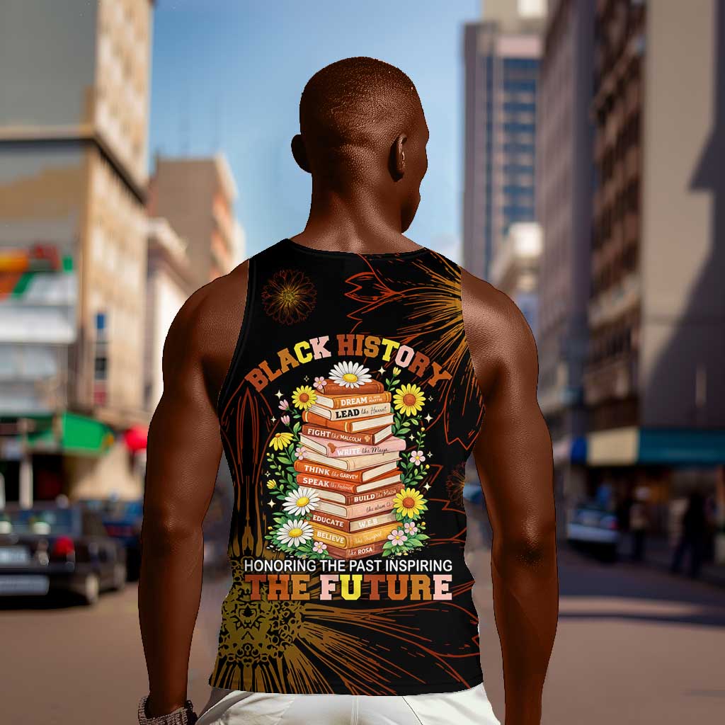 Black History Month Black African American Teachers Men Tank Top Afrocentric Floral Art with Motivational Typography