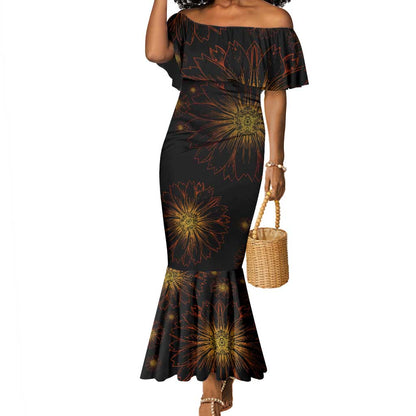 Black History Month Black African American Teachers Mermaid Dress Afrocentric Floral Art with Motivational Typography