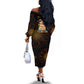 Black History Month Black African American Teachers Off The Shoulder Long Sleeve Dress Afrocentric Floral Art with Motivational Typography