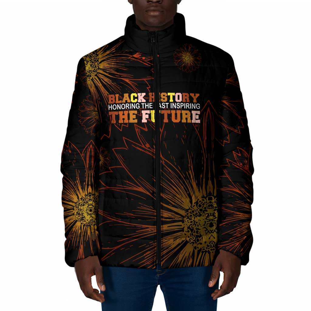 Black History Month Black African American Teachers Padded Jacket Afrocentric Floral Art with Motivational Typography