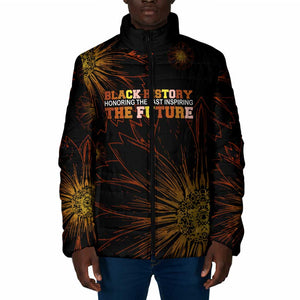 Black History Month Black African American Teachers Padded Jacket Afrocentric Floral Art with Motivational Typography