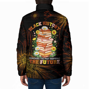 Black History Month Black African American Teachers Padded Jacket Afrocentric Floral Art with Motivational Typography