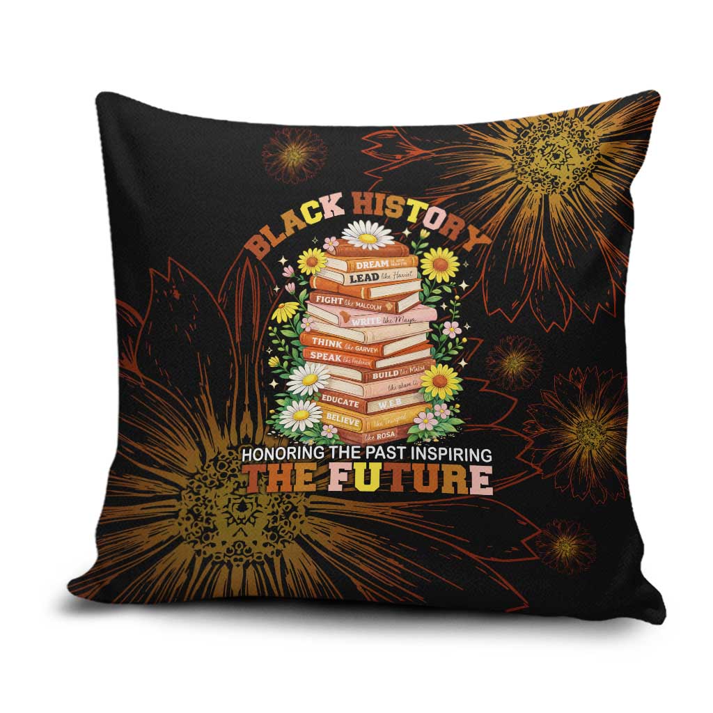 Black History Month Black African American Teachers Pillow Cover Afrocentric Floral Art with Motivational Typography