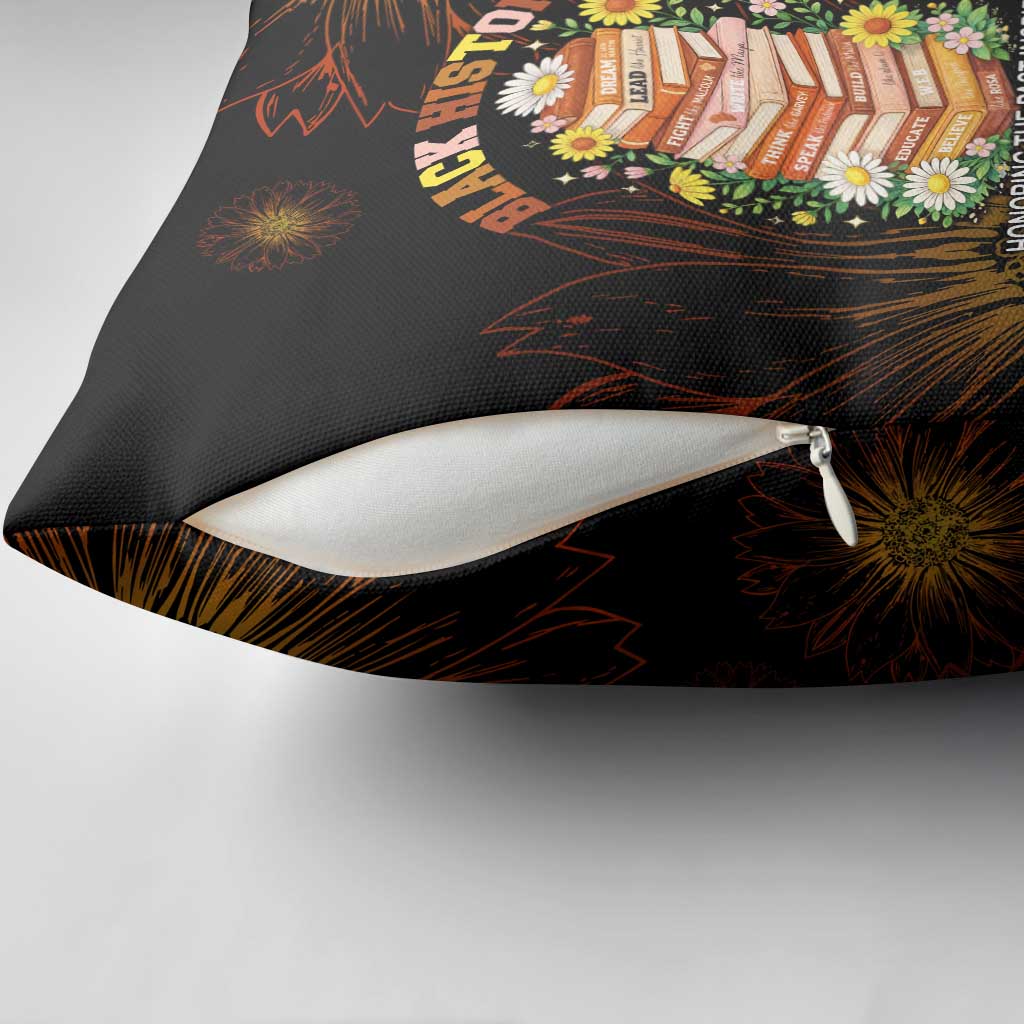 Black History Month Black African American Teachers Pillow Cover Afrocentric Floral Art with Motivational Typography