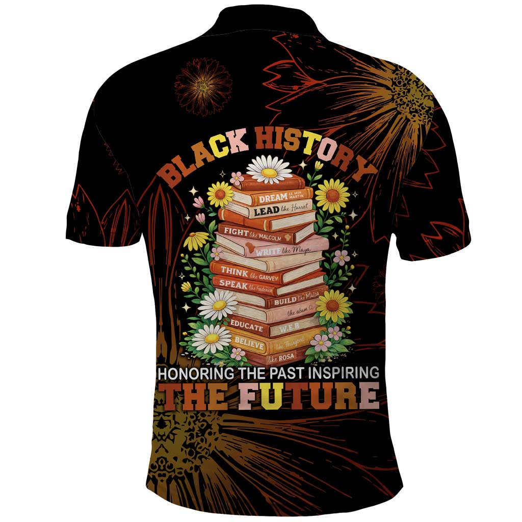 Black History Month Black African American Teachers Polo Shirt Afrocentric Floral Art with Motivational Typography