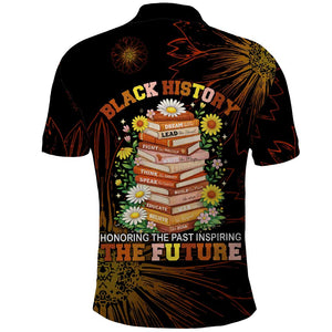 Black History Month Black African American Teachers Polo Shirt Afrocentric Floral Art with Motivational Typography
