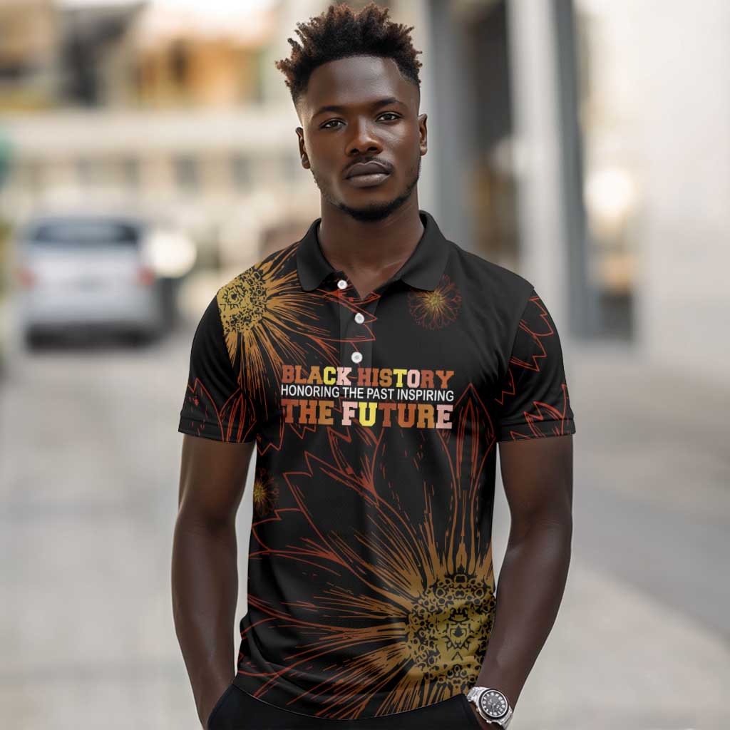 Black History Month Black African American Teachers Polo Shirt Afrocentric Floral Art with Motivational Typography