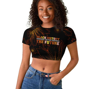 Black History Month Black African American Teachers Raglan Cropped T shirt Afrocentric Floral Art with Motivational Typography