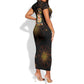 Black History Month Black African American Teachers Short Sleeve Bodycon Dress Afrocentric Floral Art with Motivational Typography