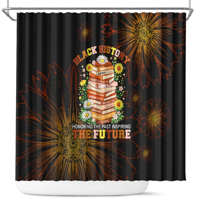 Black History Month Black African American Teachers Shower Curtain Afrocentric Floral Art with Motivational Typography