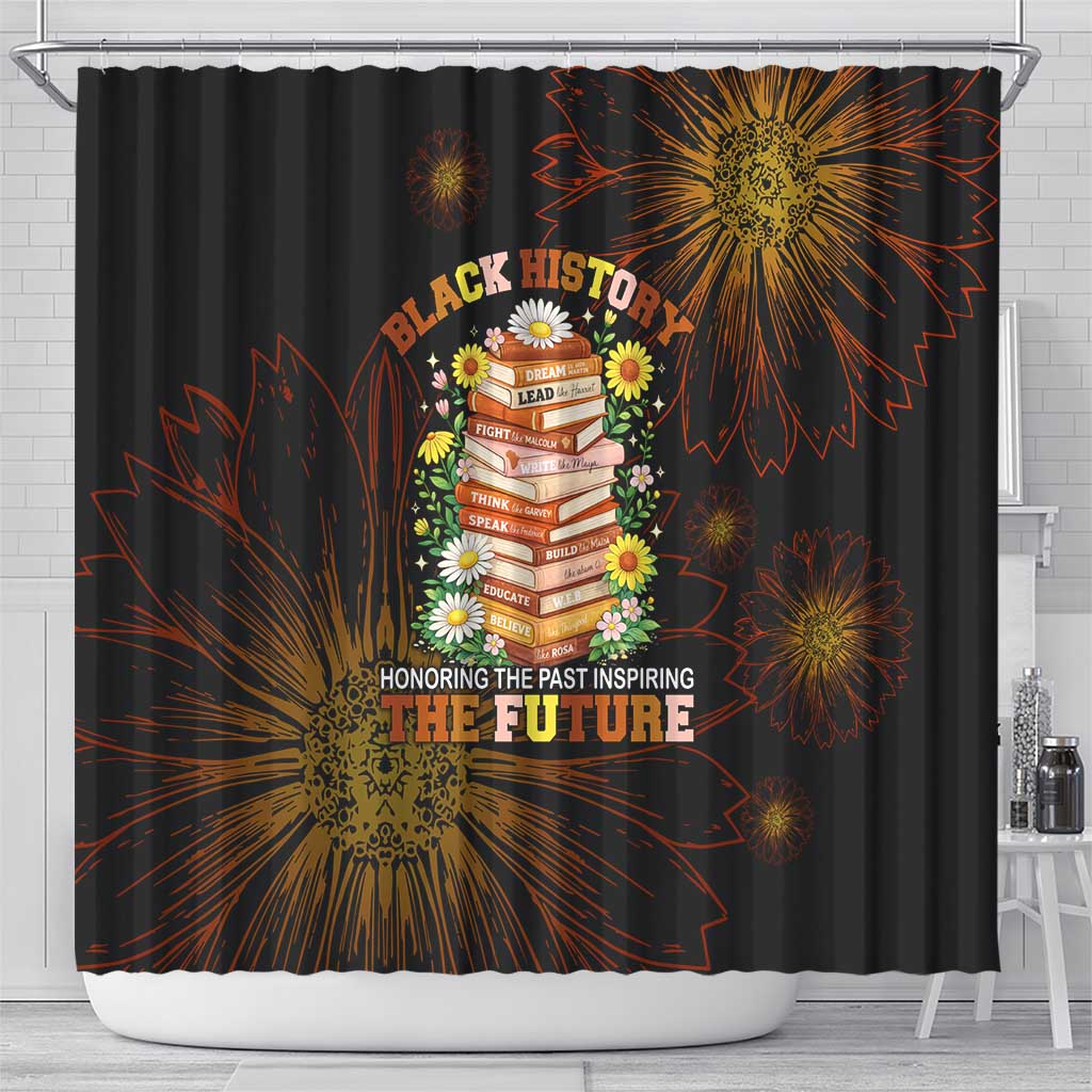 Black History Month Black African American Teachers Shower Curtain Afrocentric Floral Art with Motivational Typography
