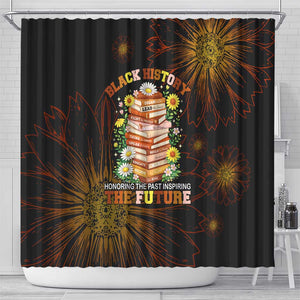 Black History Month Black African American Teachers Shower Curtain Afrocentric Floral Art with Motivational Typography