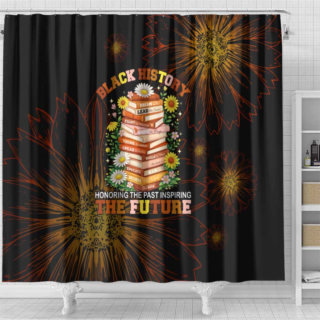 Black History Month Black African American Teachers Shower Curtain Afrocentric Floral Art with Motivational Typography