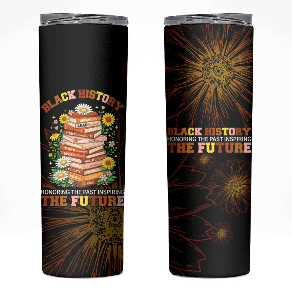 Black History Month Black African American Teachers Skinny Tumbler Afrocentric Floral Art with Motivational Typography
