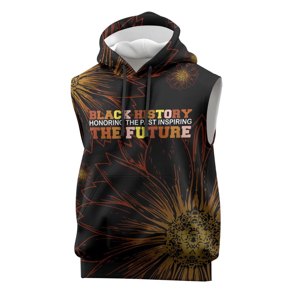 Black History Month Black African American Teachers Sleeveless Hoodie Afrocentric Floral Art with Motivational Typography