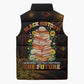 Black History Month Black African American Teachers Sleeveless Puffer Jacket Afrocentric Floral Art with Motivational Typography
