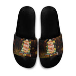 Black History Month Black African American Teachers Slide Sandals Afrocentric Floral Art with Motivational Typography