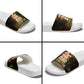 Black History Month Black African American Teachers Slide Sandals Afrocentric Floral Art with Motivational Typography