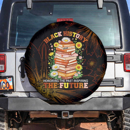 Black History Month Black African American Teachers Spare Tire Cover Afrocentric Floral Art with Motivational Typography