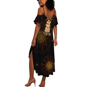 Black History Month Black African American Teachers Summer Maxi Dress Afrocentric Floral Art with Motivational Typography