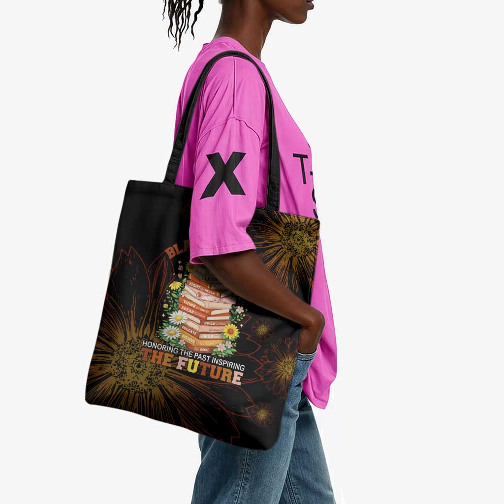 Black History Month Black African American Teachers Tote Bag Afrocentric Floral Art with Motivational Typography