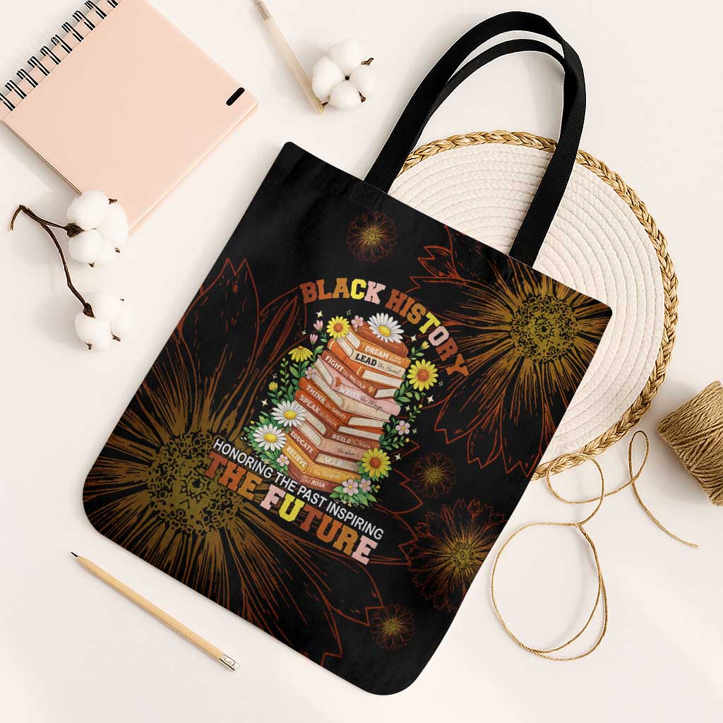 Black History Month Black African American Teachers Tote Bag Afrocentric Floral Art with Motivational Typography
