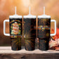 Black History Month Black African American Teachers Tumbler With Handle Afrocentric Floral Art with Motivational Typography