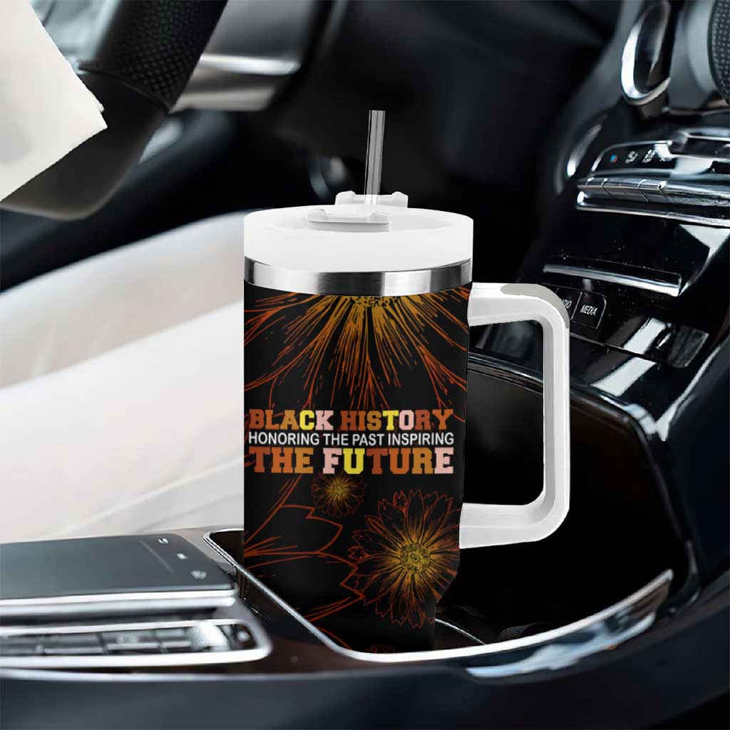 Black History Month Black African American Teachers Tumbler With Handle Afrocentric Floral Art with Motivational Typography