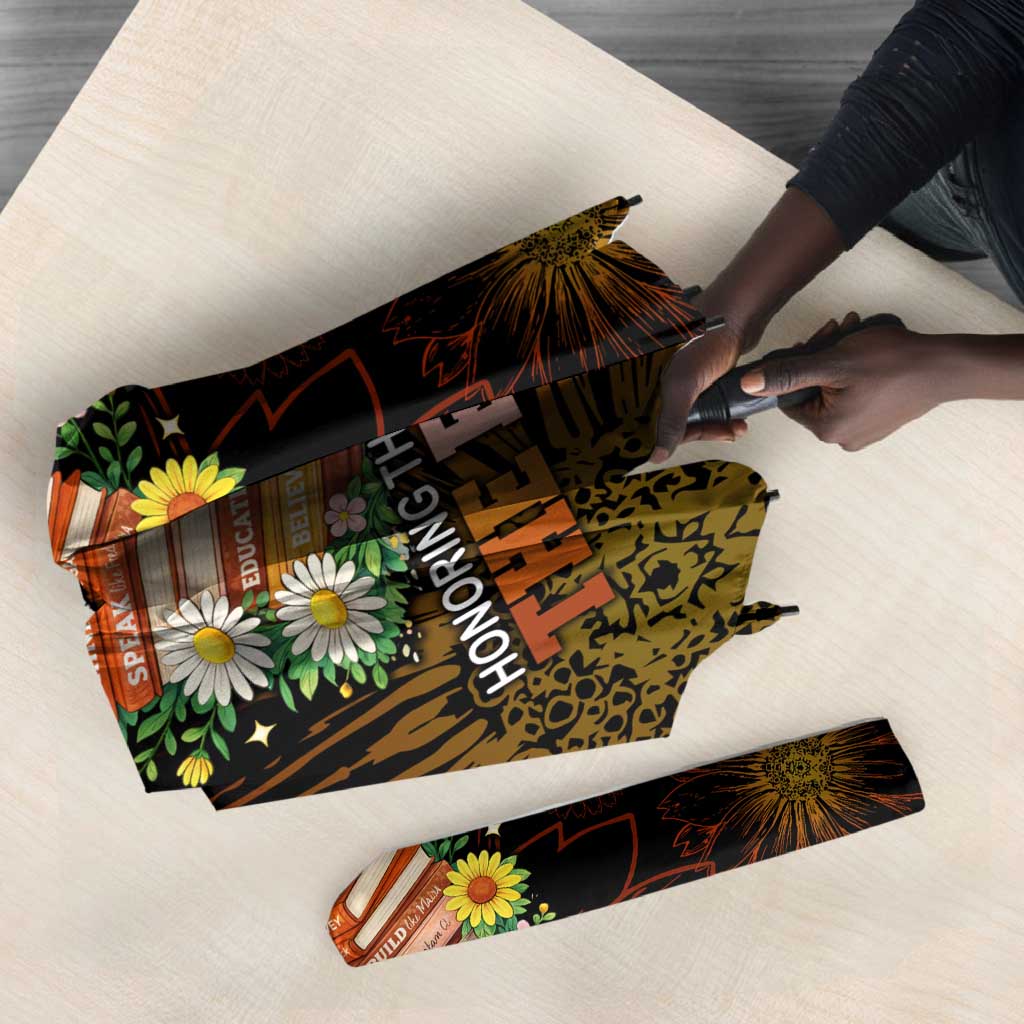 Black History Month Black African American Teachers Umbrella Afrocentric Floral Art with Motivational Typography
